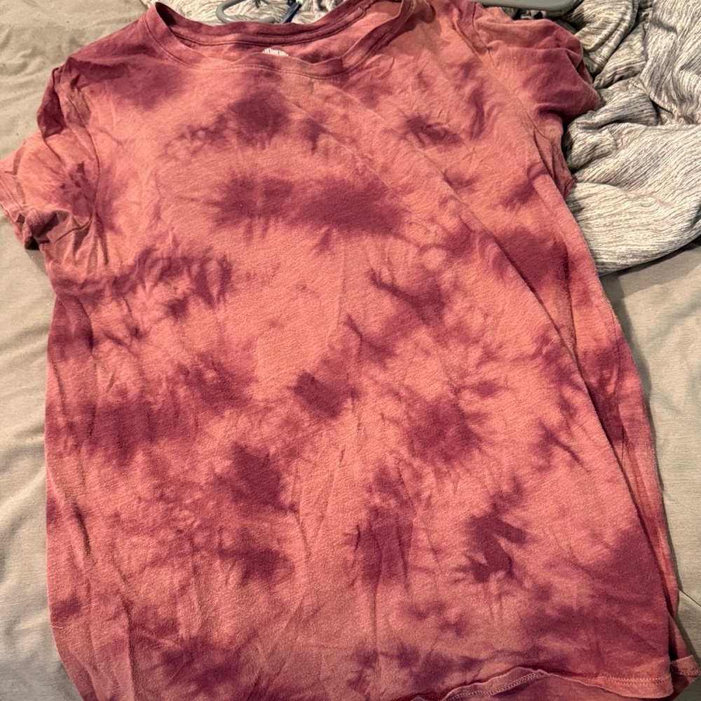 Casual Tie-Dye Short Sleeve Top - Pink and Purple